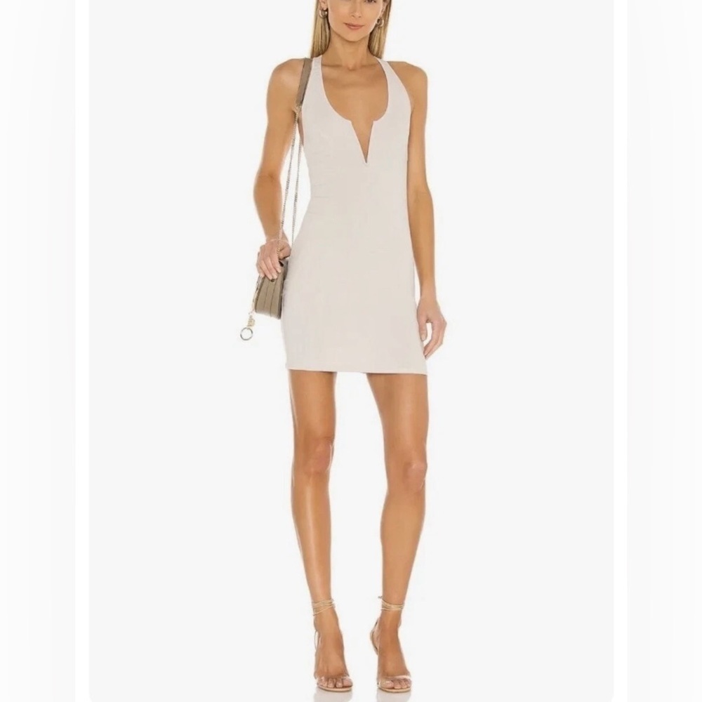 Free People Intimately Ribbed Racerback Mini Dress | Neutral Beige Size Large
